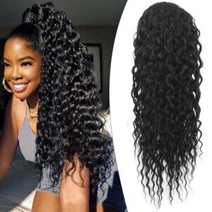 18" CTRLALT Ponytail Extension for Black Women Drawstring Clip in Hairpiece NEW